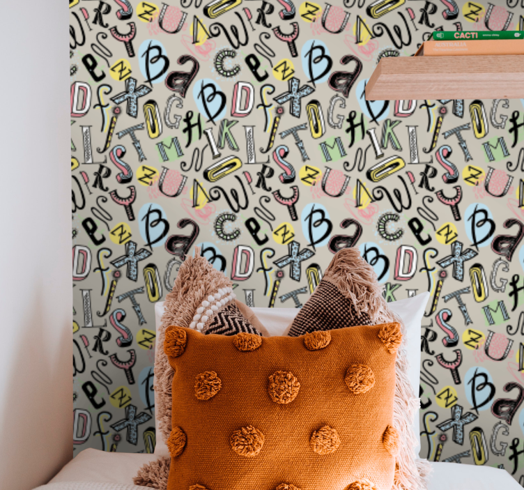 Alfabetisk sjov tapet med tekst - TenStickers