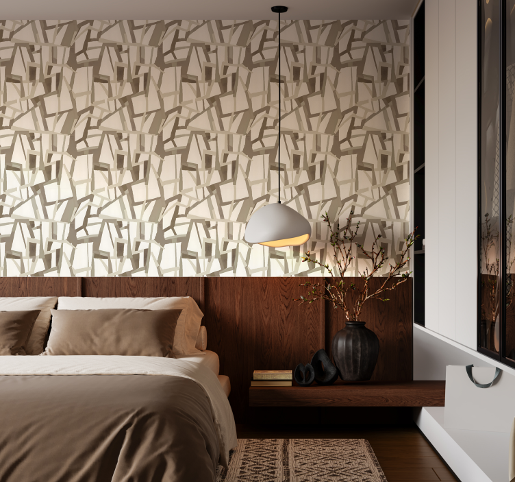 Beige nordisk stil abstrakt tapet - TenStickers