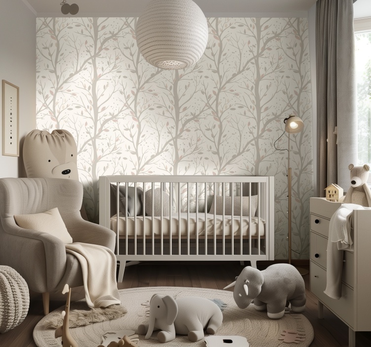Beige store grene baby tapet - TenStickers
