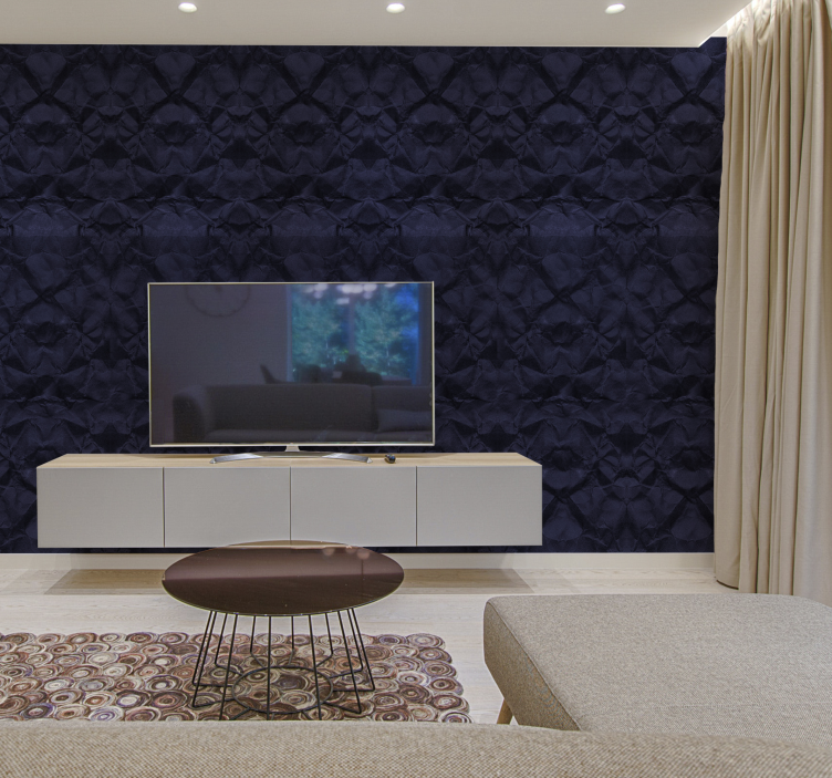 Blå krøllet abstrakt stue tapet - TenStickers