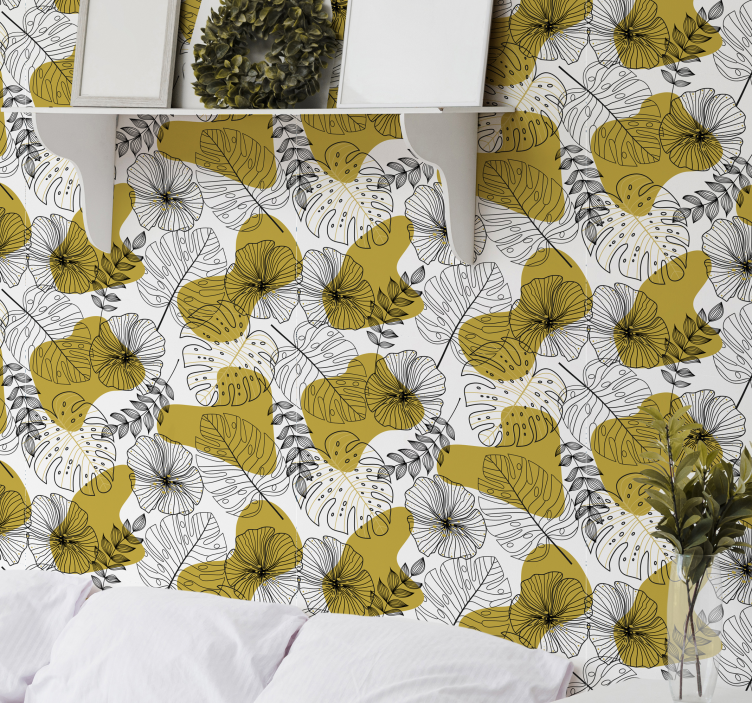 Monstera bladmønster tapet blade - TenStickers