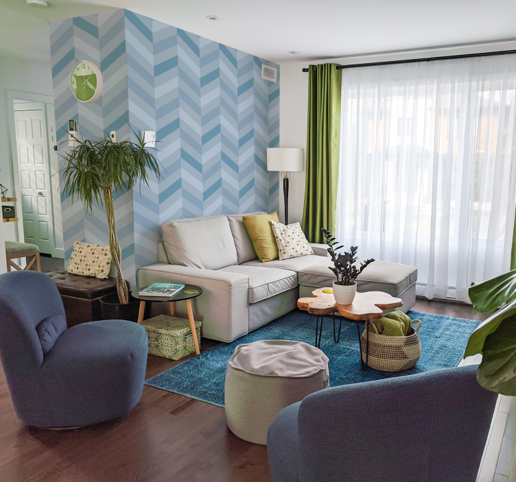 Blåt sildebensmønster tapet - TenStickers