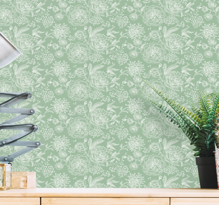 Blød blomstret elegance blomster tapet - TenStickers