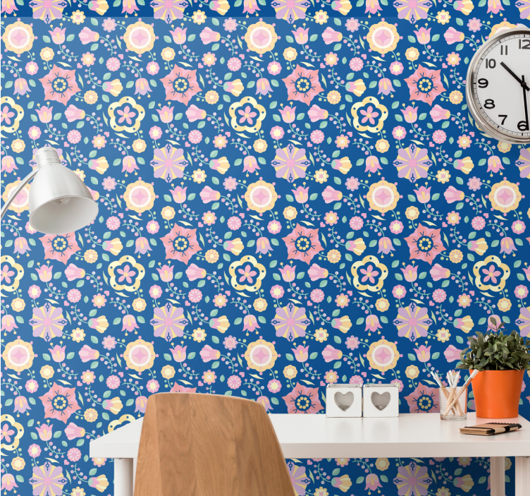 Blomster tapet blomstrende komposition - TenStickers