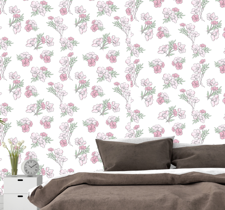 Blomster tapet med delikat blomsterdesign - TenStickers