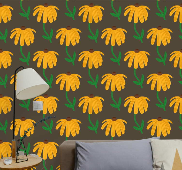 Blomsteremblem mønster blomster tapet - TenStickers