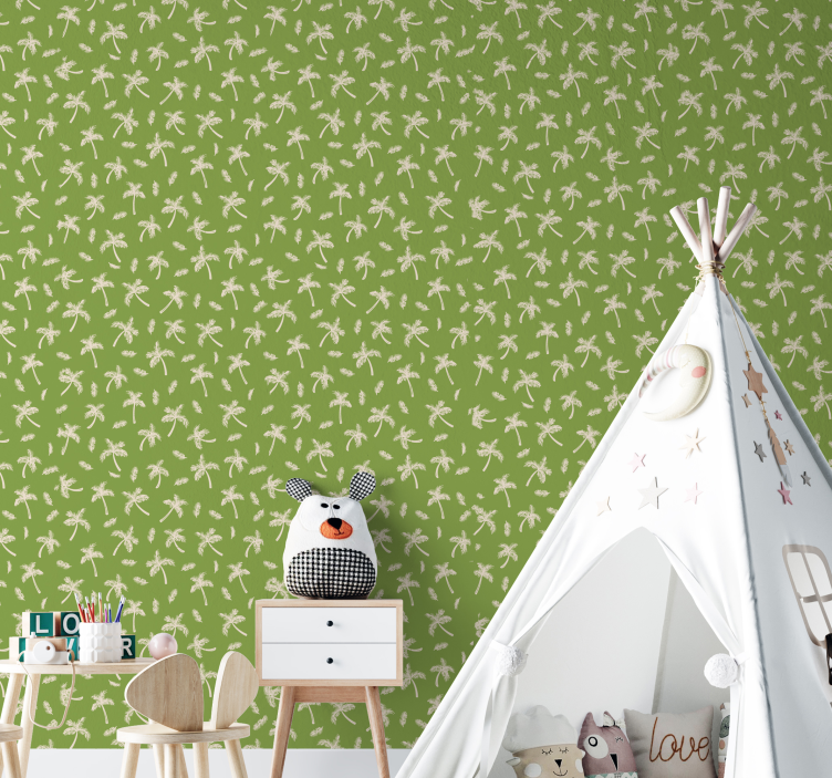 Blomstergrønt tapet blade - TenStickers