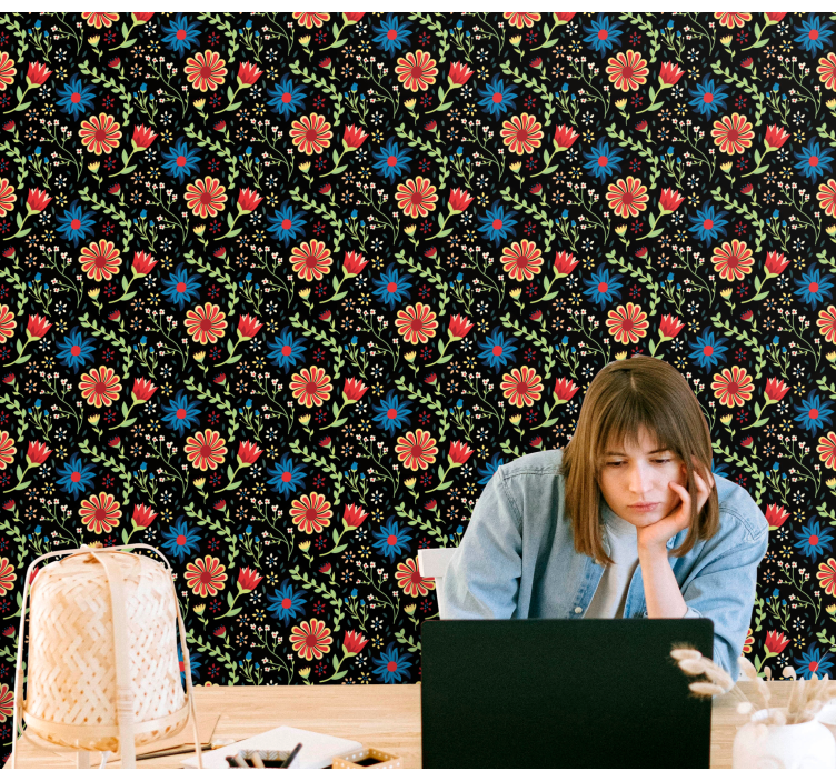 Blomstermønstret accent blomster tapet - TenStickers