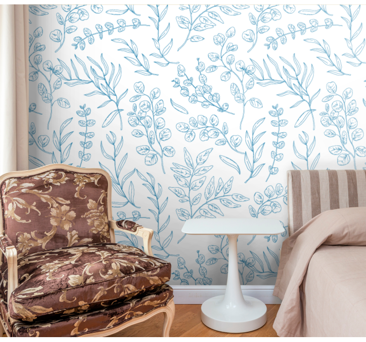 Blomsterskitse design tapet blade - TenStickers