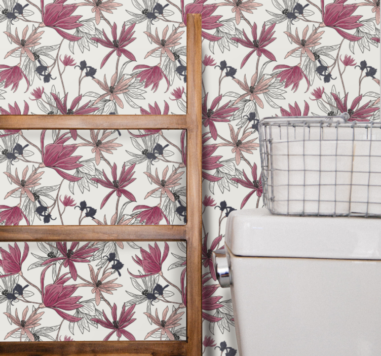 Blomstret botanisk udstilling blomster tapet - TenStickers