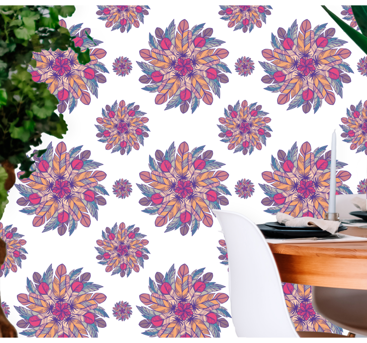 Blomstret burst motiv blomster tapet - TenStickers