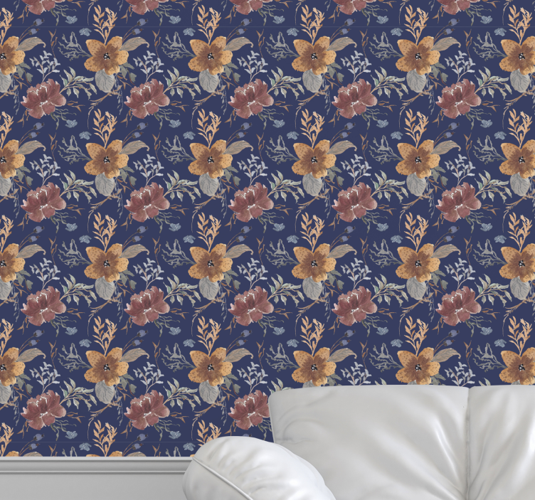 Botanisk elegance blomstret tapet - TenStickers