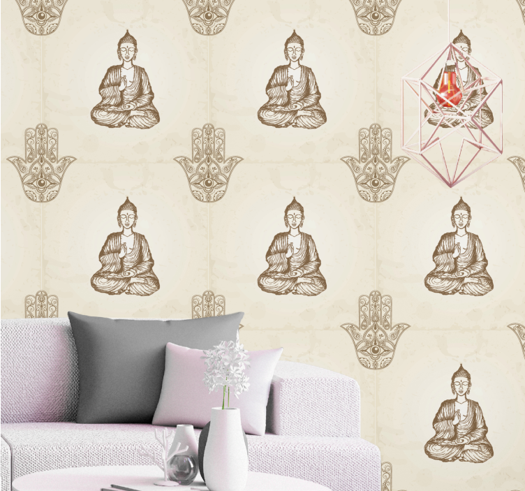 Buddha hamsa håndsymbol abstrakt tapet - TenStickers