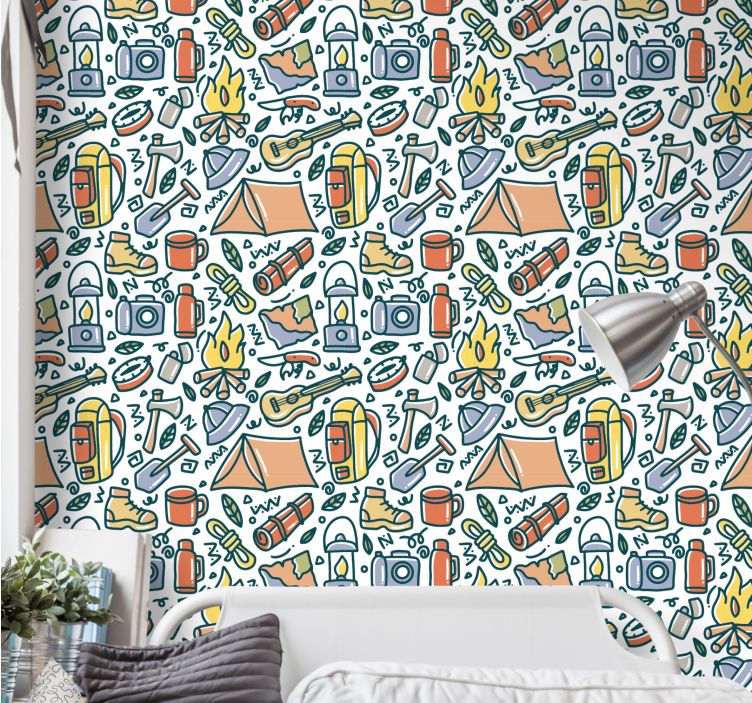 Camping nødvendigheder natur tapet - TenStickers