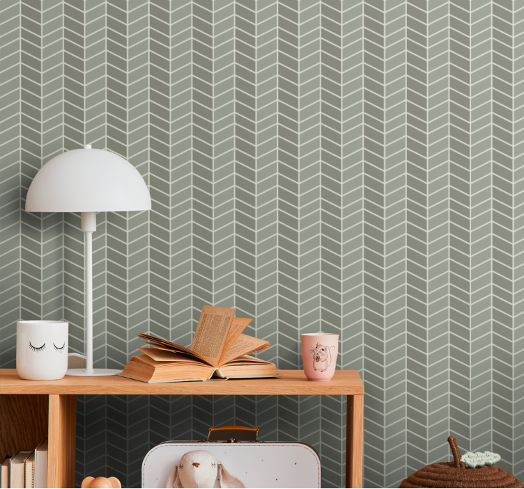 Beige chevron motiv geometrisk tapet - TenStickers