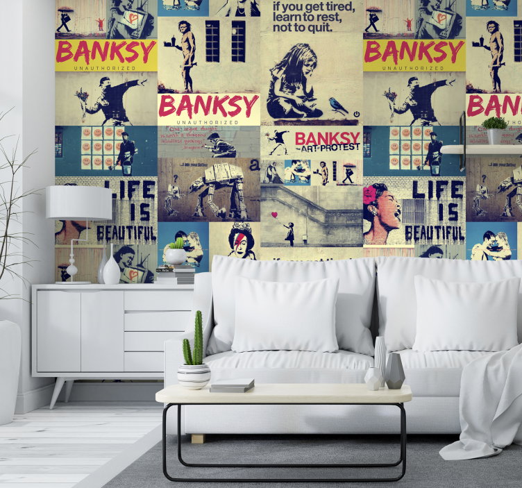 Collage - bansky kunst tapet - TenStickers
