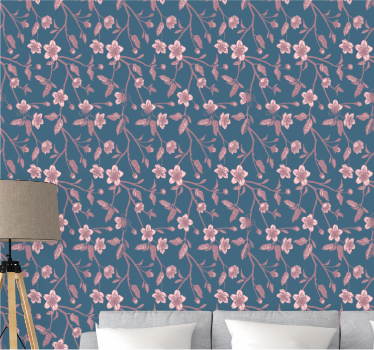 Lyserøde grenblomster blomster tapet - TenStickers