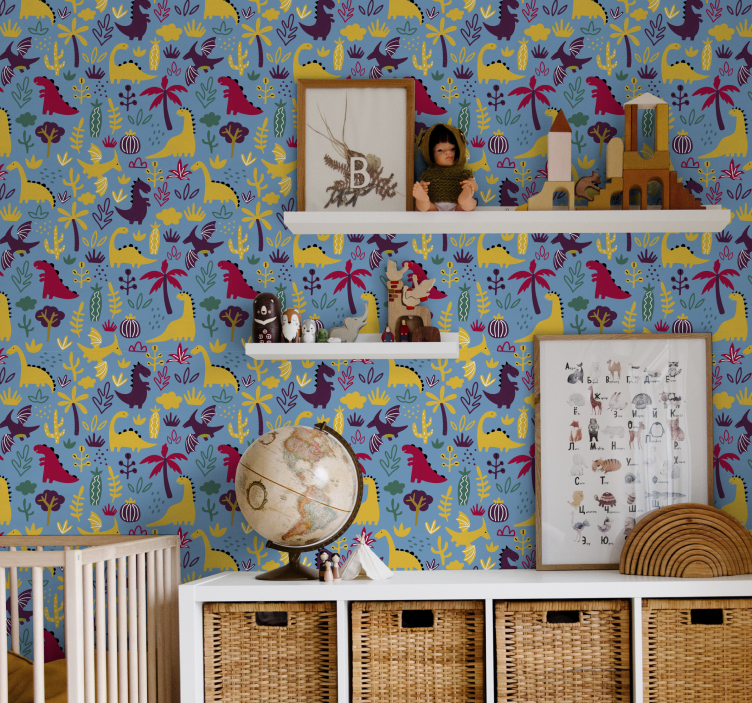 Soveværelse tapet glade dinosaurier - TenStickers