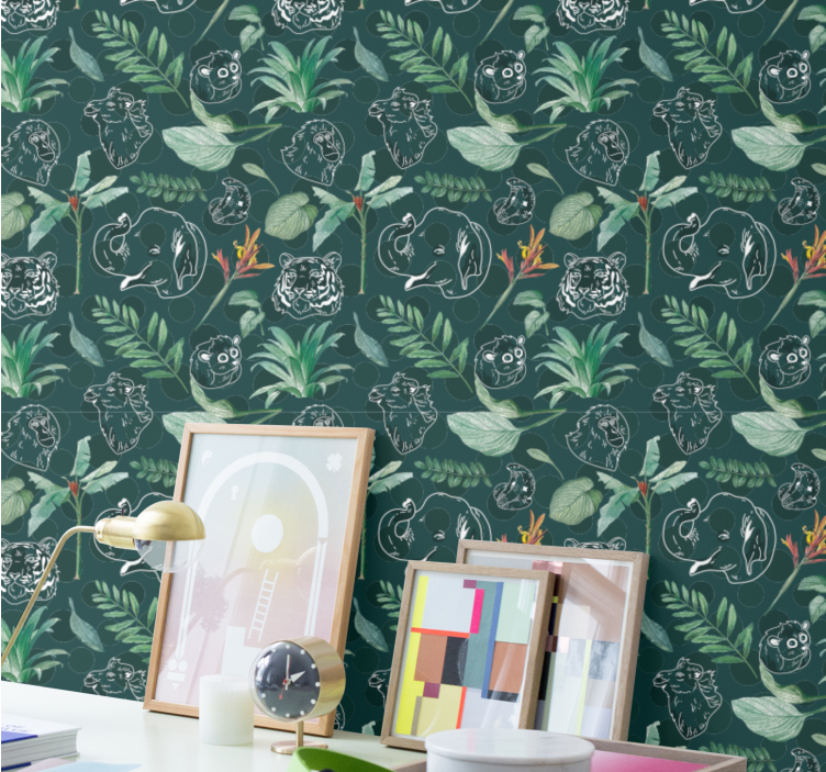 Dyreansigter jungle tapet - TenStickers