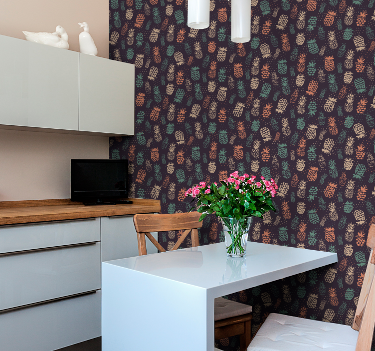 Efterårs fyrrekogler tapet køkken - TenStickers