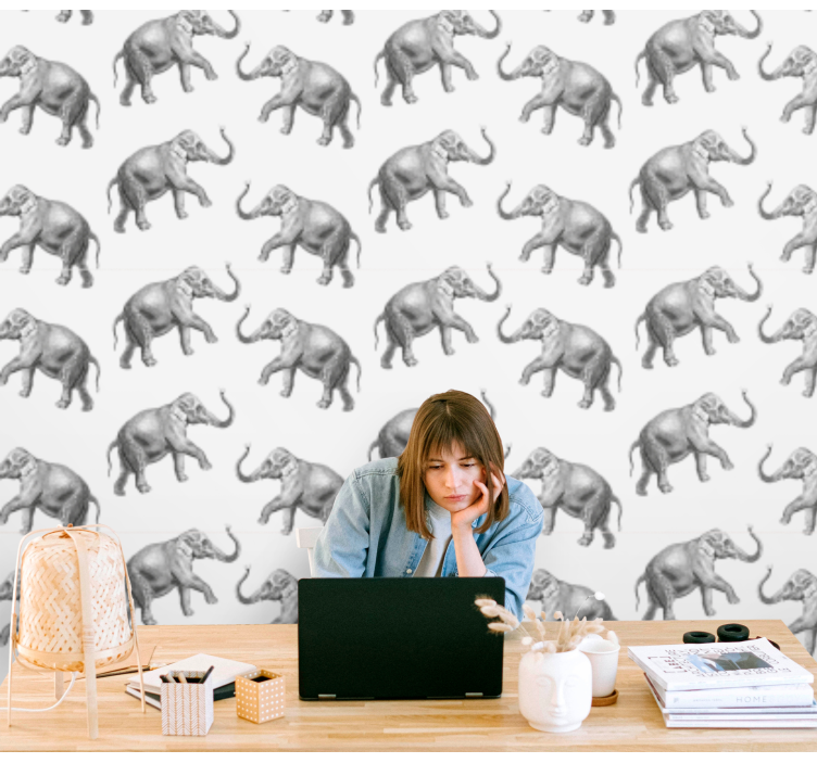 Elefant gentagelse elefant tapet - TenStickers