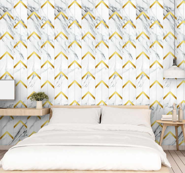 Elegant chevron mønster marmor tapet - TenStickers