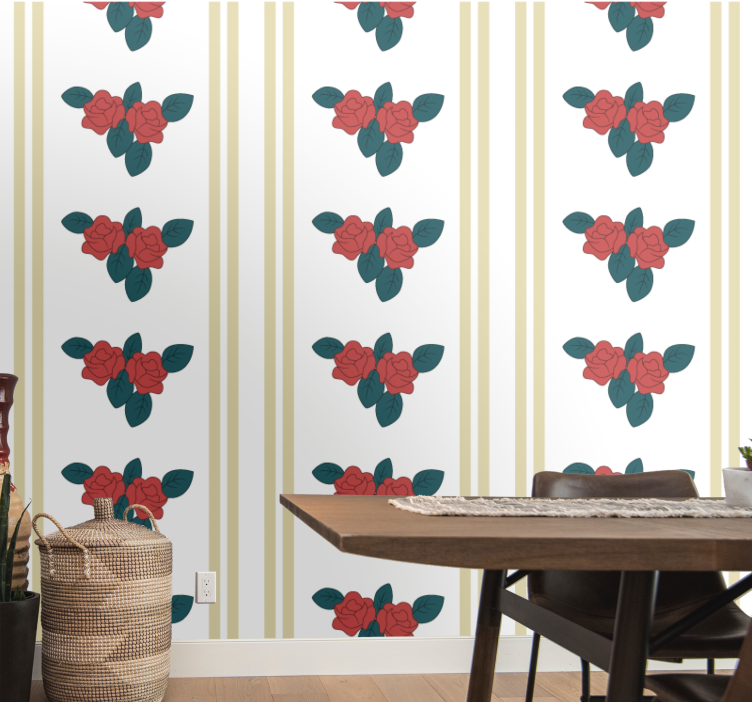 Elegant rose motiv blomster tapet - TenStickers