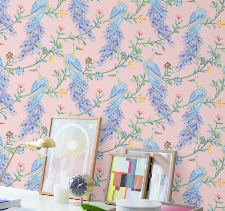 Elegante fjerbeklædte skabninger tapet med fugle - TenStickers