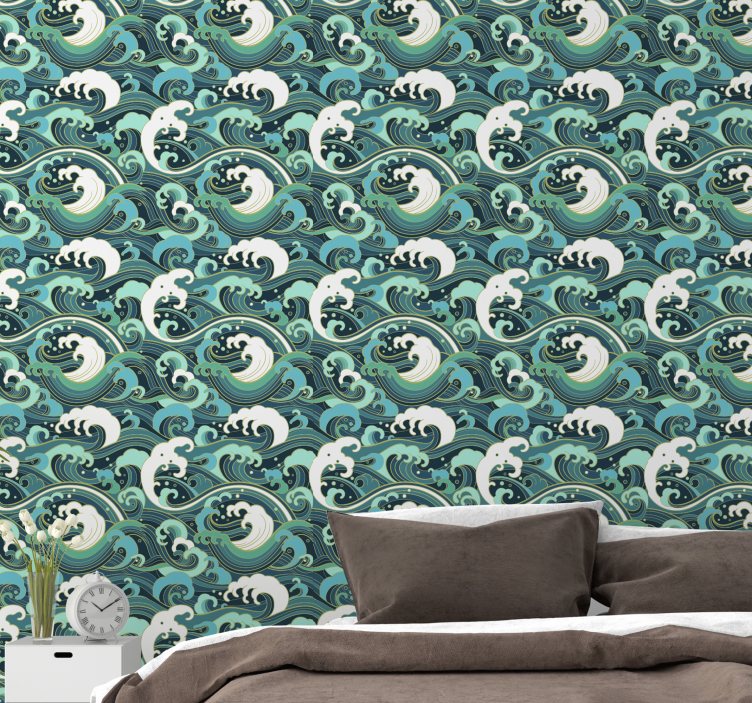 Elegante havbølger natur tapet - TenStickers