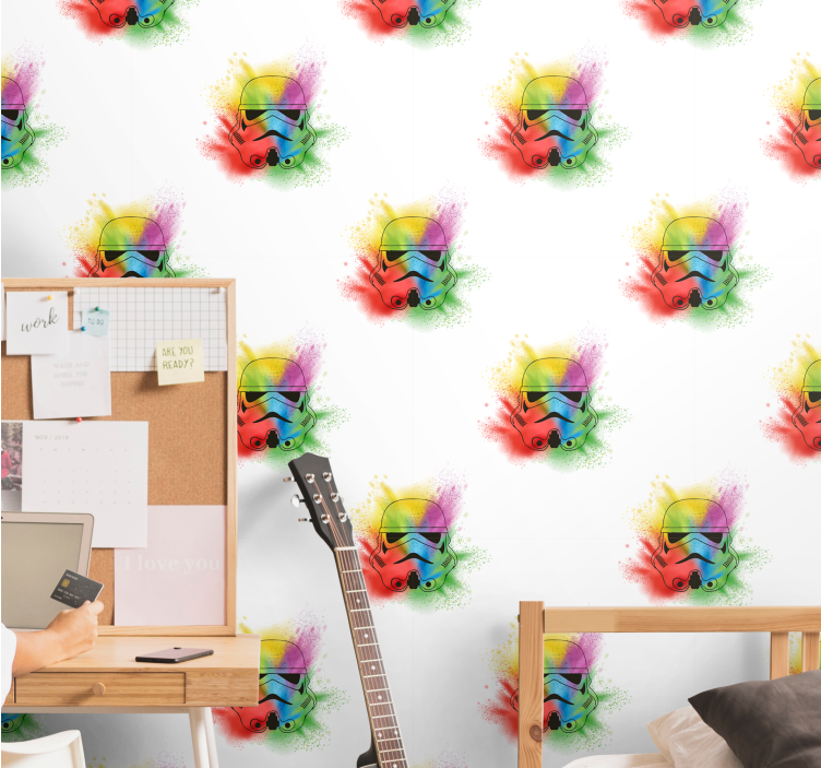 Farverig bille illustration tapet kunst - TenStickers