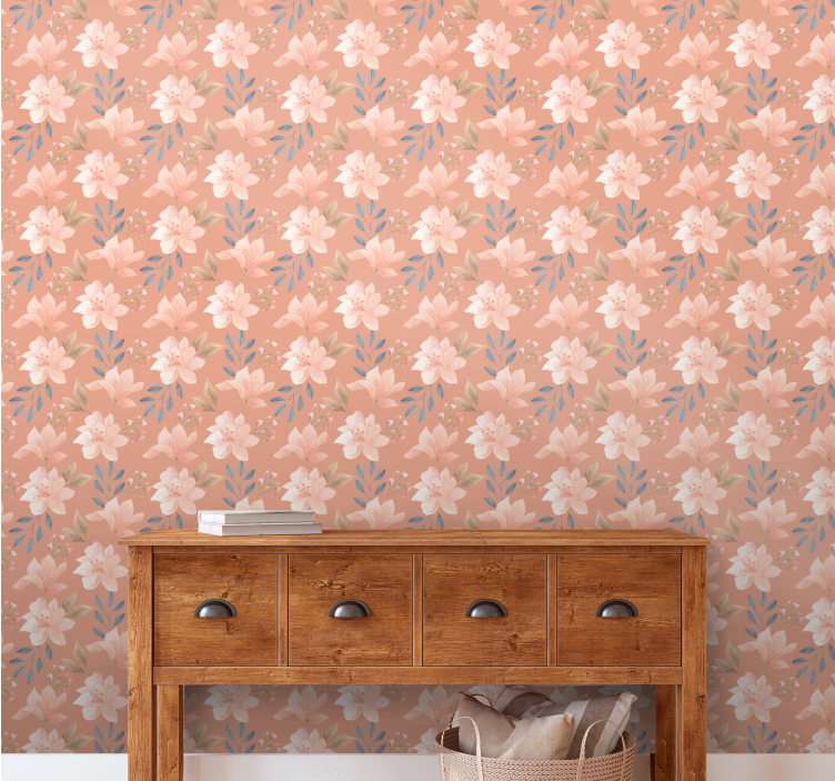 Blomstrende kaskade blomster tapet - TenStickers