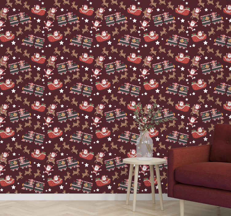 Festlig julemandslæde juletapet - TenStickers