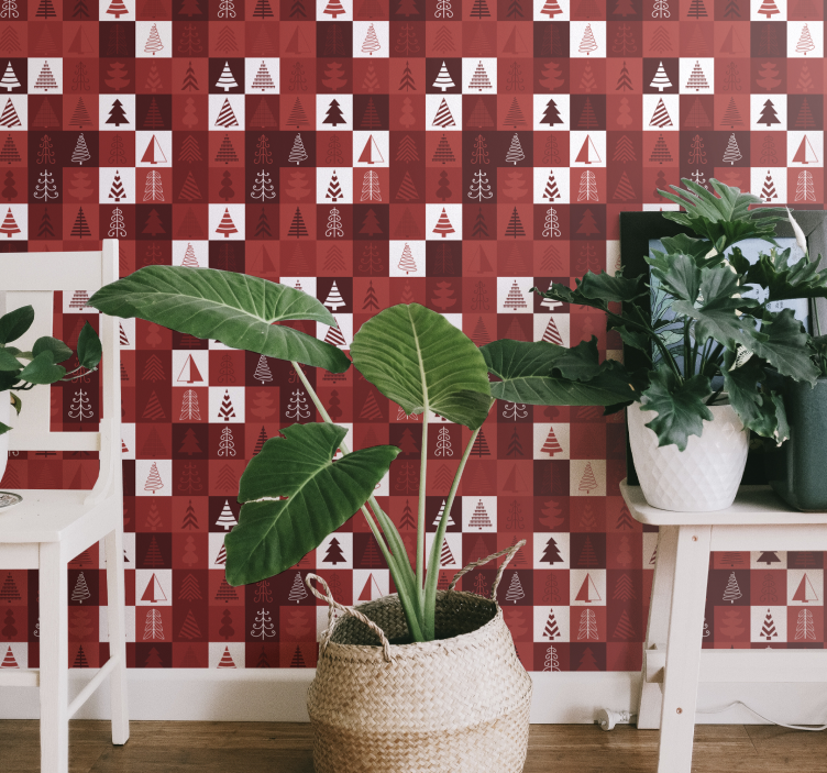 Festlige træmønstre juletapet - TenStickers