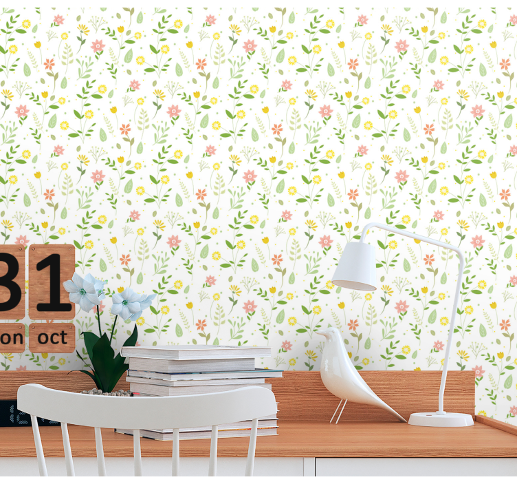 Flerfarvet design blomster tapet - TenStickers
