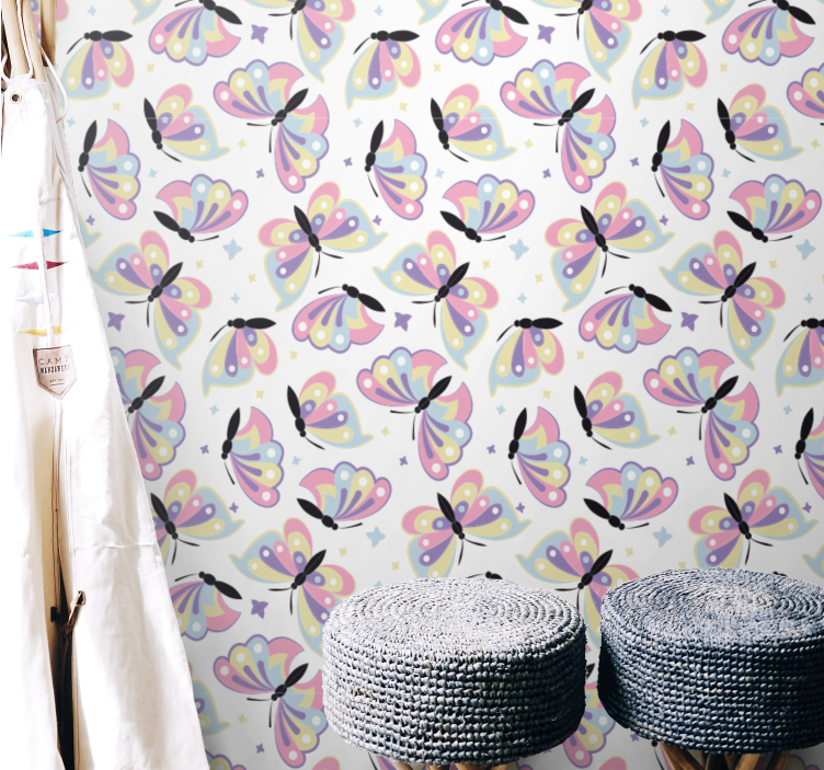 Flyvende farverige vinger tapet sommerfugl - TenStickers