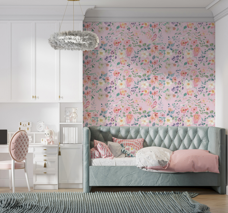 Forårseksplosion lyserød tapet - TenStickers