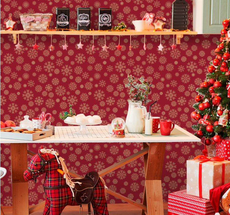 Frostigt blomsterdesign juletapet - TenStickers