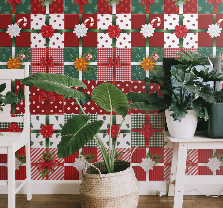 Julegaver motiv tapet til stue - TenStickers