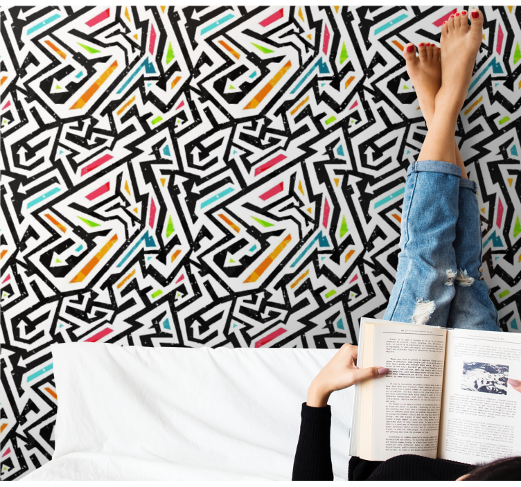 Geometrisk kaos abstrakt tapet - TenStickers