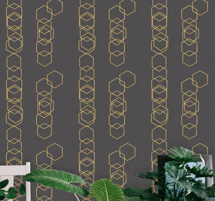 Geometrisk lineært design geometrisk tapet - TenStickers