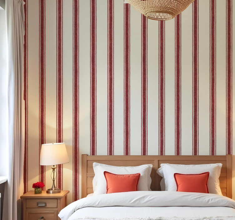 Geometrisk tapet lodrette linjer rød - TenStickers