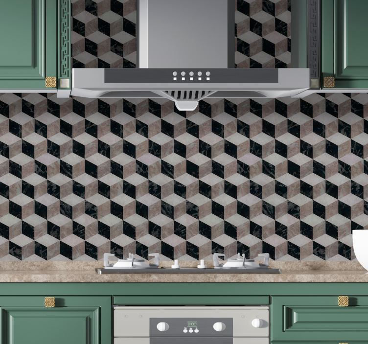 Geometrisk terning arrangement metal tapet - TenStickers