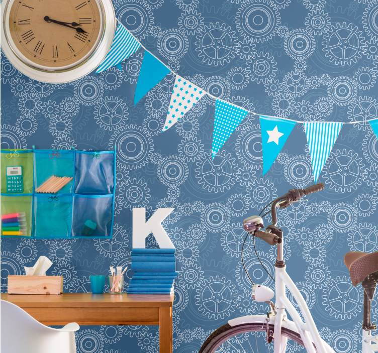 Geometriske gear mønstre 3d tapet - TenStickers