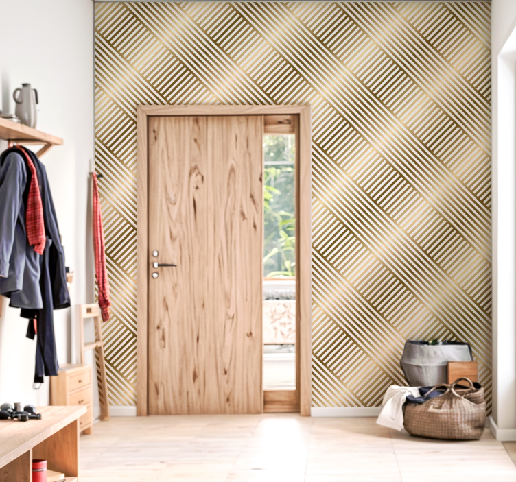 Geometriske guldlinjer tapet til entre - TenStickers