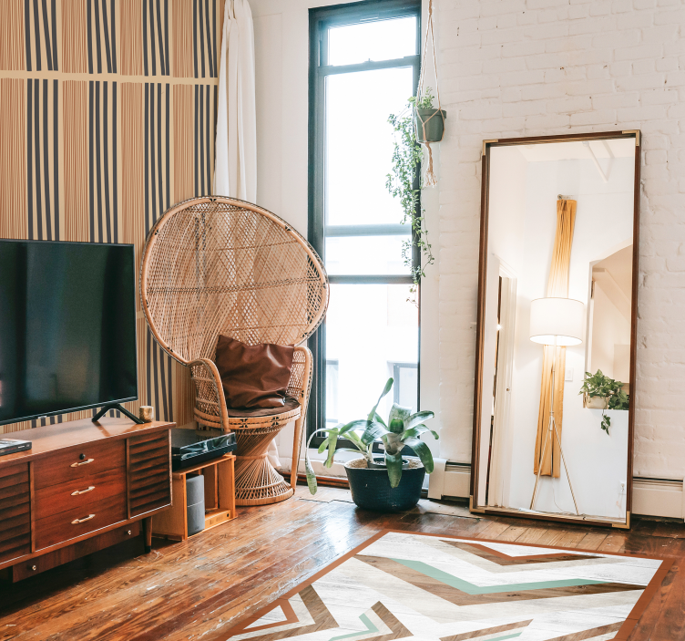 Boho striber design tapet i stuen - TenStickers