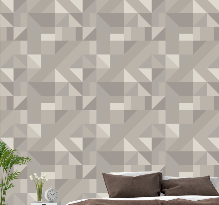Neutrale beige nuancer geometrisk tapet - TenStickers