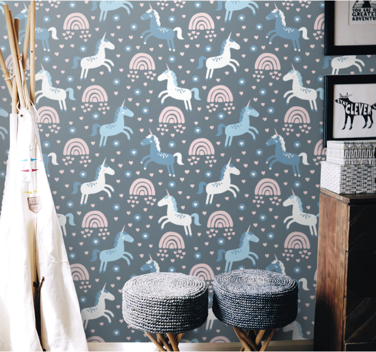 Giraf regnbuer motiv tapet med dyr - TenStickers