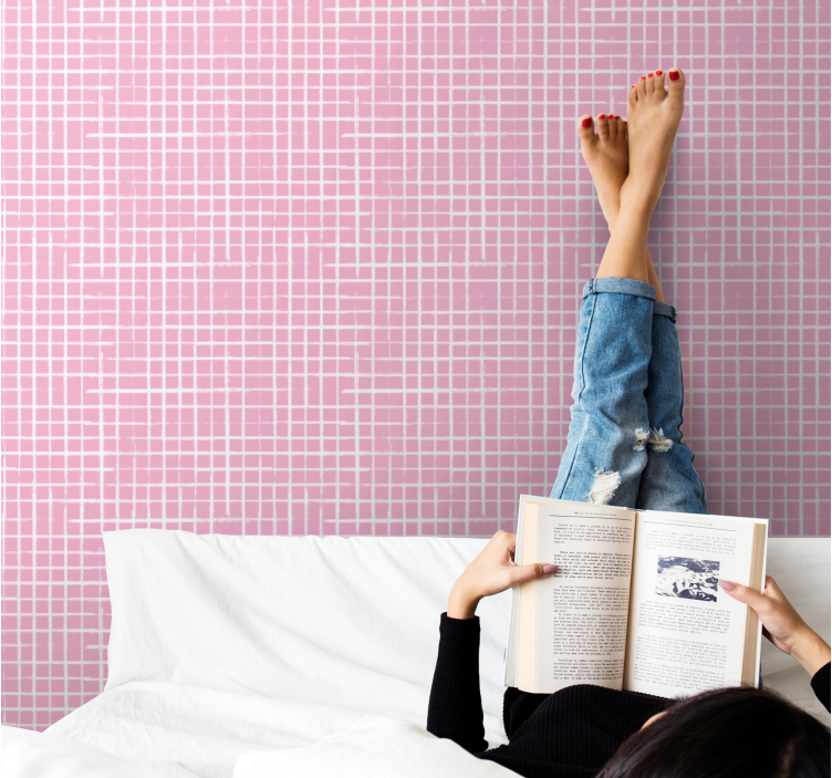 Gittermønster atmosfære tapet med firkanter - TenStickers