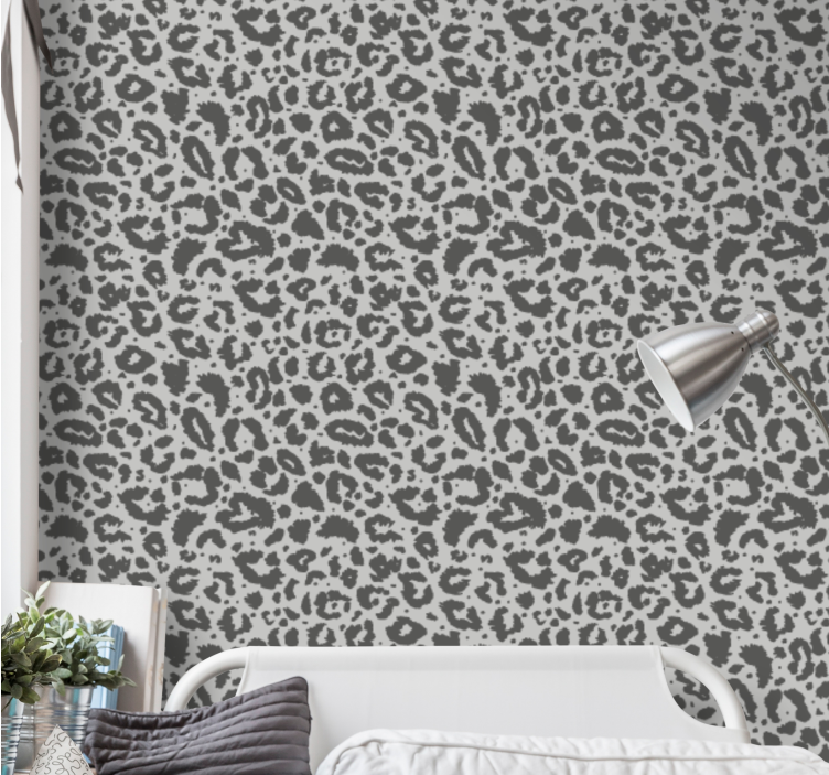 Grå print stil leopard tapet - TenStickers