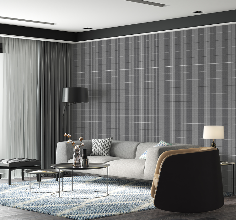 Gråt skotsk mønster tapet med firkanter - TenStickers